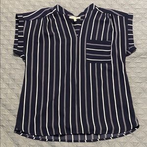 Blue and white striped blouse size Large